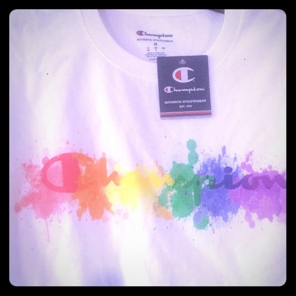 champion rainbow t shirt